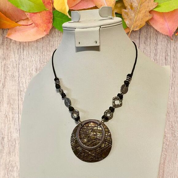 Christopher & Banks Jewelry - Christopher & Banks Boho Silver Metal Medallion Necklace